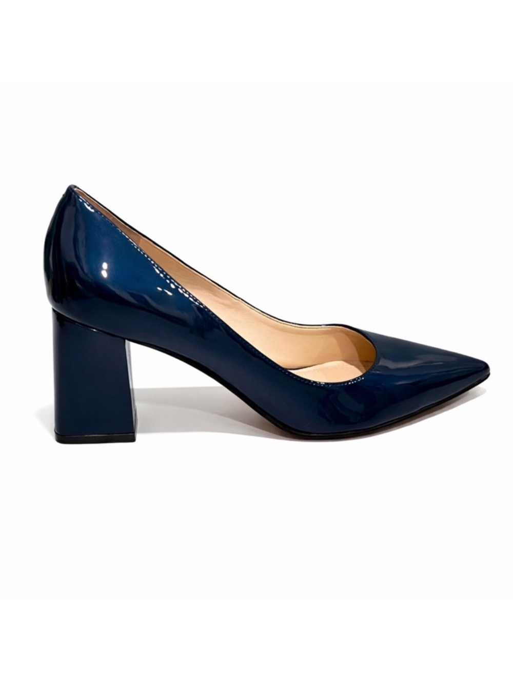 Marc Fisher Blue Patent Leather Pointed Toe Block Heel Pumps  Size 8.5